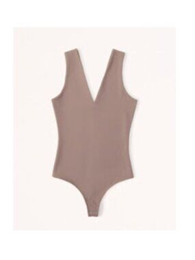 Abercrombie Seamless V Neck Bodysuit Taupe Size Small Excellent Condition